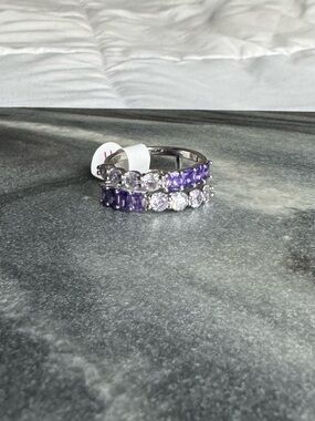 Purple and Clear Stone Stacked-look Ring *size 11*